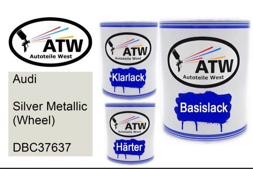 Audi, Silver Metallic (Wheel), DBC37637: 1L Lackdose + 1L Klarlack + 500ml Härter - Set, von ATW Autoteile West.